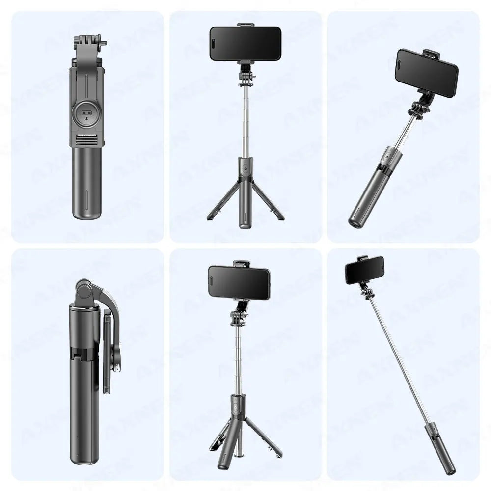 Bluetooth Selfie Stick Tripod Desktop Stand, Phone Holder, Wireless Remote Shutter, for Iphone Android, Option with Fill Light