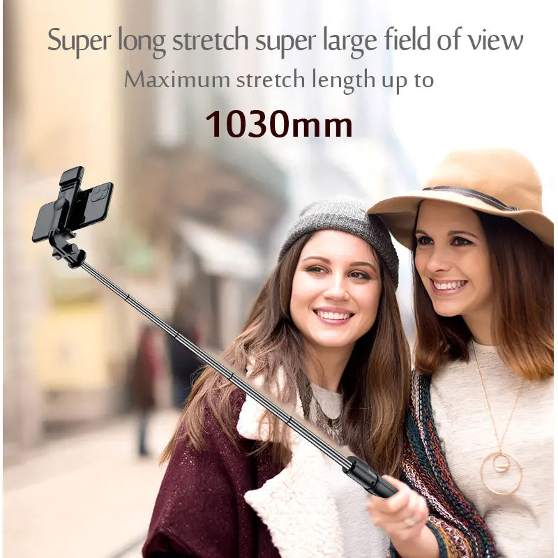 Portable Bluetooth Selfie Stick Retractable Multifunctional 103CM Phone Holdetripod with Selfie Light Wireless Remote Shutter