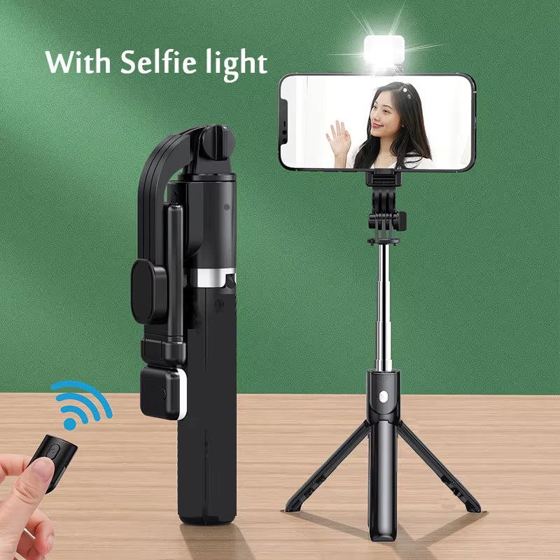 Portable Bluetooth Selfie Stick Retractable Multifunctional 103CM Phone Holdetripod with Selfie Light Wireless Remote Shutter